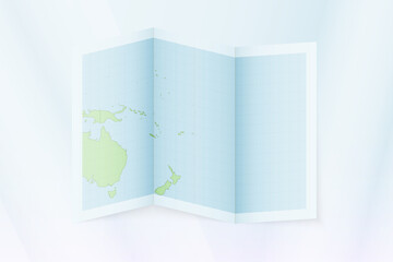 Samoa map, folded paper with Samoa map.
