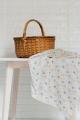 Picnic basket. Autumn mockup.