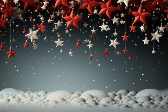 Winter background .Merry Christmas and happy New Year greeting card with copy-space. Christmas landscape with snow and fir trees