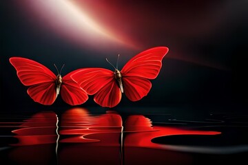butterfly on red background