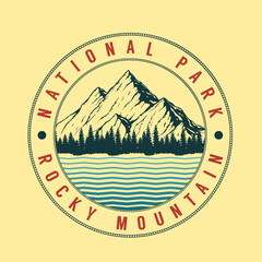 National Park adventure typography print with graphic t-shirts, vector illustrations, Rocky Mountain