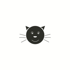 Cat face icon flatCat face icon flat. Simple black pictogram on white background Vector