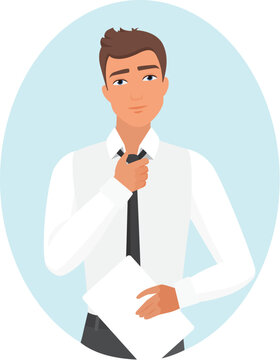 Office employee man. Office male manager in classic suit, office worker vector illustration