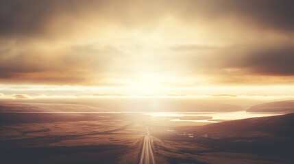 Road to the Horizon: Aerial View at Sunset