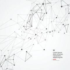 Abstract background with dotted grid. Connected lines and cells. Modern digital atom biology structure