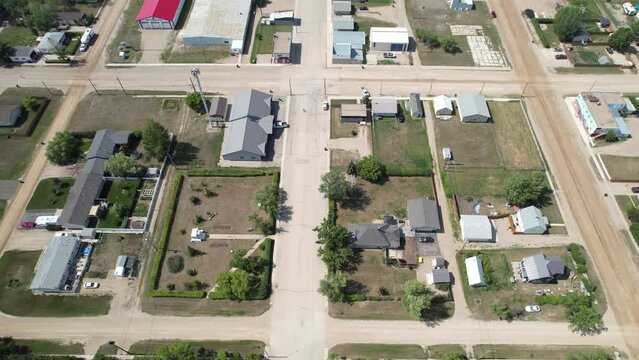 Experience Hanley, Saskatchewan from above. A drone's journey over its picturesque landscapes and tranquil townscapes.