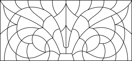 Fototapeta premium Vector sketch of a stained glass window. Pattern for iron railing and fence. Abstract Art Nouveau template for luxury interior. Modern stained glass background. 