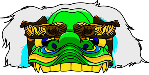 緑獅子頭（Green lion mask）(PNG)