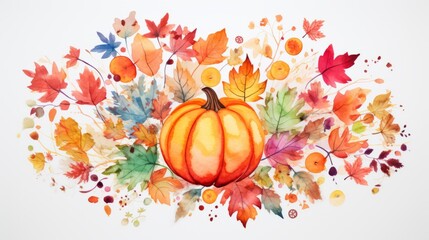 Naklejka premium Watercolor Pumpkin