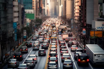 Foto op Plexiglas New York taxi a traffic jam in a city