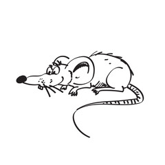 Ręcznie rysowany wesoły szczur lub mysz. - obrazy, fototapety, plakaty