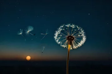  a blowing dandelion seed releasing tiny stars into the night sky © MuhammadInaam