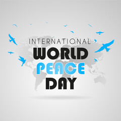 Birds support the planet earth, take care of it with the inscription world day of peace. International Day of Peace, traditionally celebrated annually. Peace in the world concept, nonviolence vector