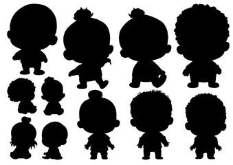 set of children silhouettes