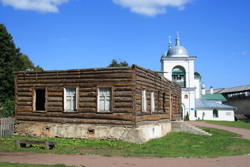 Pskov region, Izborsk village - 12.08.2023. The house of the clergy in the Izborsk fortress - obrazy, fototapety, plakaty