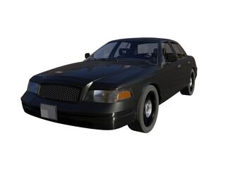 Black car front angle view isolated 3d render