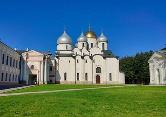 Fototapeta na wymiar Russia, Novgorod region, Veliky Novgorod – 08.08.2023. St. Sophia Cathedral, an ancient Orthodox church