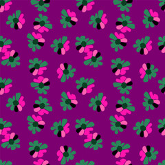 Vintage flowers seamless pattern. Retro groovy floral background. Abstract stylized botanical wallpaper.