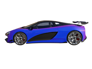 Purple modern sports car side view isolated 3d render