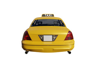Taxi cab rear view isolated. 3d render