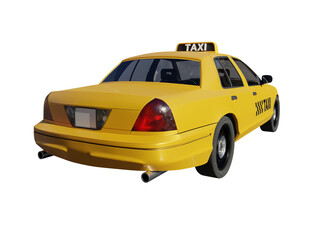 Taxi cab rear angle view isolated 3d render