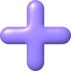 Math 3D icon. Purple arithmetic plus sign. 3d png realistic design element.