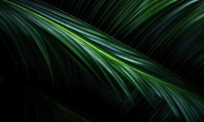 Obraz premium Palm leaf wallpaper. Tropical leaves background. For banner, postcard, book illustration. Created with generative AI tools