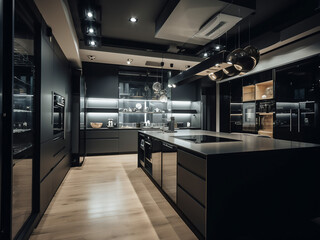 High-tech kitchen designed for efficiency and style. AI Generate.