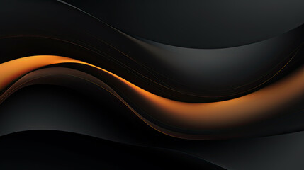 Abstract wavy metallic, 3D abstract wallpaper with dark golden and black background, illustration