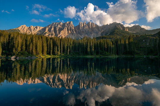View of Lake Carezza, Dolomites, Italy © Pixelshop