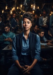 Obraz premium Empowering Workforce Diversity. Portrait of Woman in men's clothes or non-binary individual excelling in their professional environment.