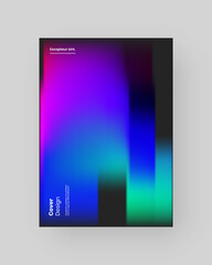 Abstract Posters Design. Vertical A4 format. Modern placard. Strict and discreet brochure. Stretched pixels effect, colorful stripes, speed gradient.