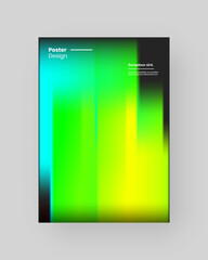 Naklejka na ściany i meble Abstract Posters Design. Vertical A4 format. Modern placard. Strict and discreet brochure. Stretched pixels effect, colorful stripes, speed gradient.