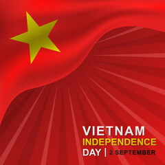 Realistic flag background of Vietnam Independence Day greeting