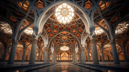 Fototapeta na wymiar Mosque Interior with Geometric Patterns