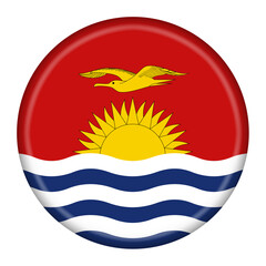 Kiribati flag button 3d illustration with clipping path
