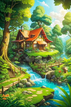 Cartoon Jungle: Wild Nature Adventure in Green Fantasy Forest