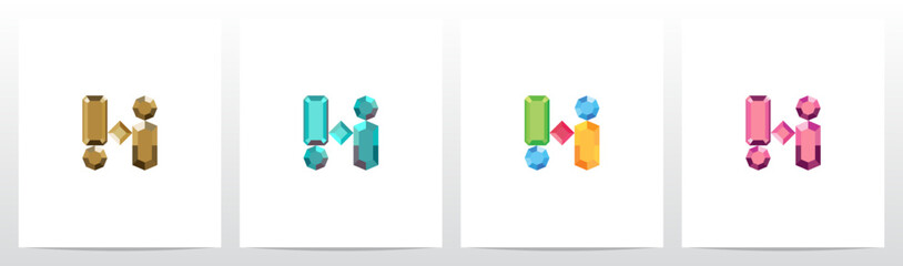Jewel Gem Diamond Letter Logo Design H