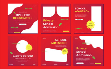 School admission square banner. Suitable for educational banner and social media post template