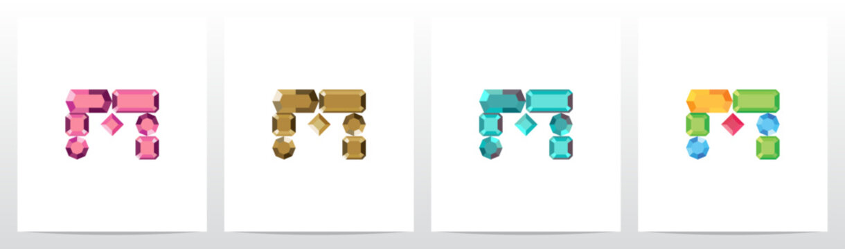Jewel Gem Diamond Letter Logo Design M