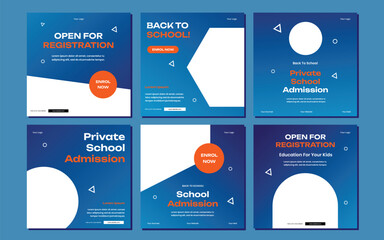 School admission square banner. Suitable for educational banner and social media post template