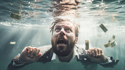 person in the water looking up ,under water, drowning, hero image