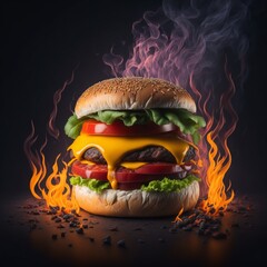 burger on black background