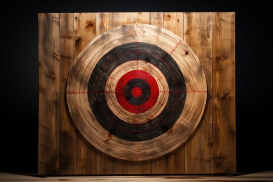 Wooden board with a target for throwing an axe and playing darts