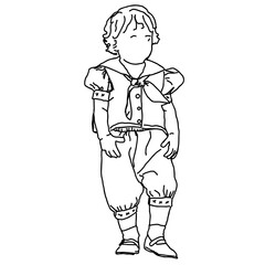 Small child. Graphic black and white image. Vector.