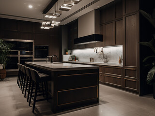 Modern kitchen designed for a comfortable feel. AI Generate.
