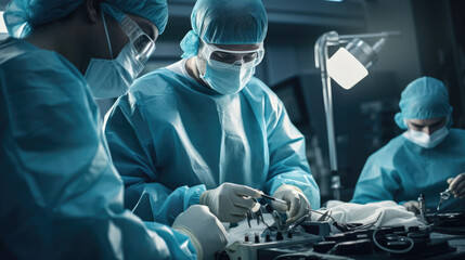 Team surgeon at work on operating in hospital