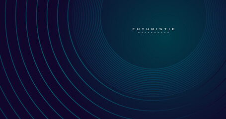 abstract futuristic modern dark green background with circle glowing lines