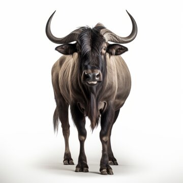 photo of a Wildebeest isolated in a white background