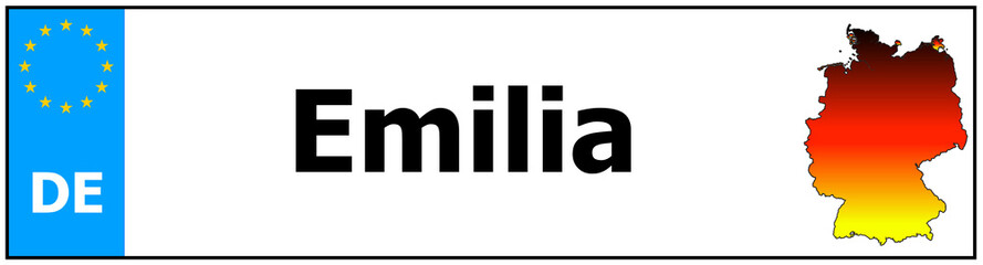 Car sticker sticker with name Emilia and map of germany